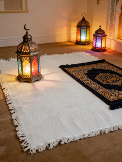 1pc boho Yoga Meditation Mat-Cotton Blend Fringe Muslim Prayer Mat Rug Ramadan Gift for Outdoor Picnics Home Decor