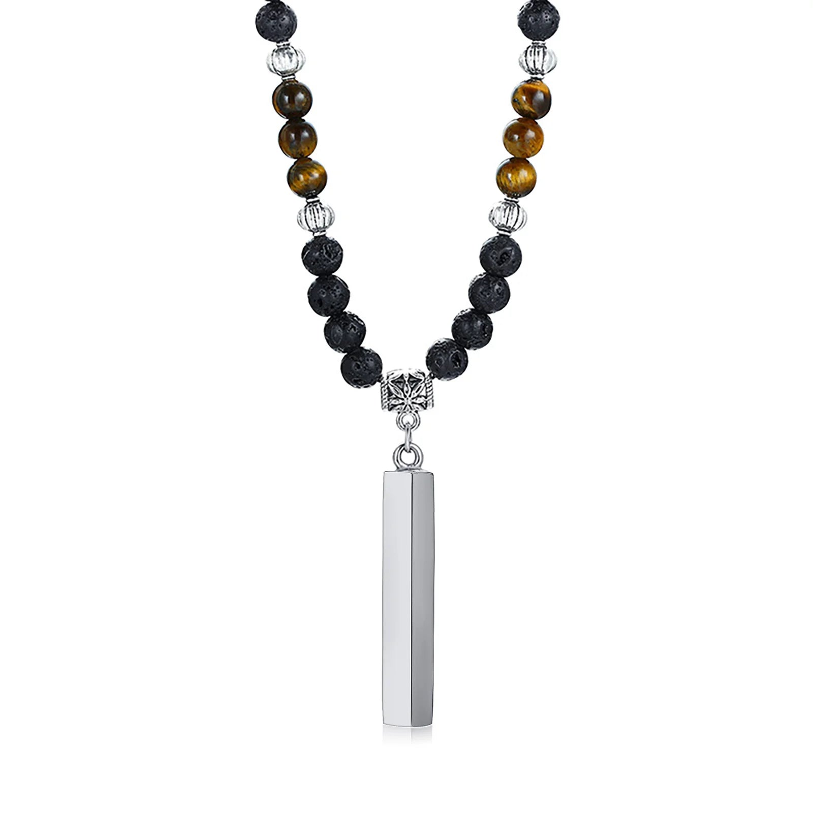 Necklace: Tibetan Phurba Kilaya Necklace - Tiger's Eye & Lava Stone