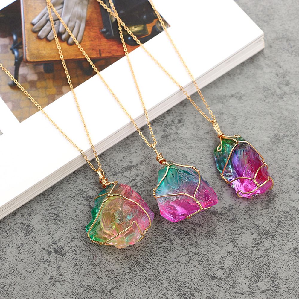 Natural Chakra Stone Rainbow Necklace - Crystal Chakra Pendant