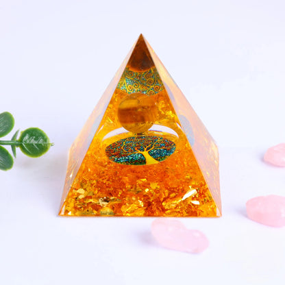 Crystal Energy Orgone Pyramid - Chakra Stone Meditation Gift