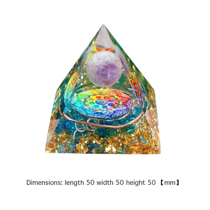 Crystal Energy Orgone Pyramid - Chakra Stone Meditation Gift