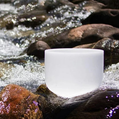 Frosted Quartz Crystal Singing Bowl - Yoga & Chakra Healing