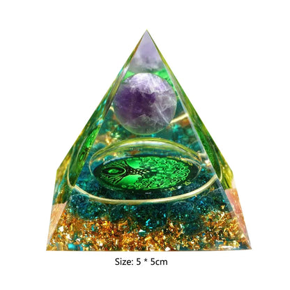 Crystal Energy Orgone Pyramid - Chakra Stone Meditation Gift