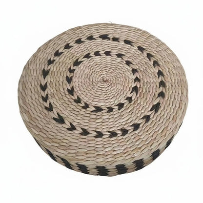 Woven Woven Mat Meditation Cushion Pillow Multi-Function Straw Woven Mat Pillow Round Straw Floor Pillow Breathable Round Woven Pouf