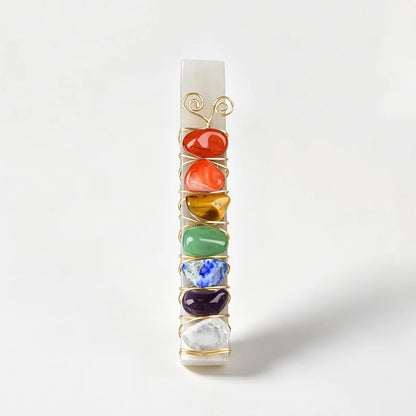 Natural 7 Chakra Selenite Wand Golden/Silvery Wire Wrapped Chakra Reiki Healing Crystal Decor Gift