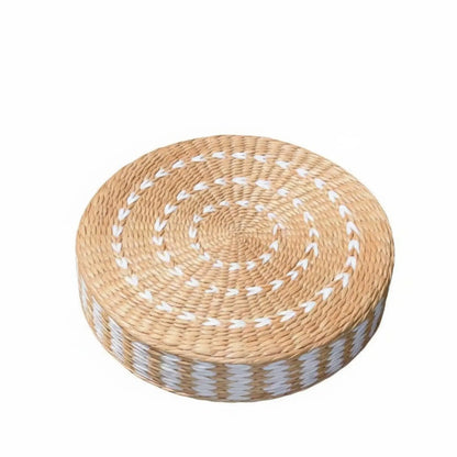 Woven Woven Mat Meditation Cushion Pillow Multi-Function Straw Woven Mat Pillow Round Straw Floor Pillow Breathable Round Woven Pouf
