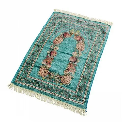 Prayer Rugs: Muslim Prayer Mat Chenille Cotton Rug - Portable & Decorative