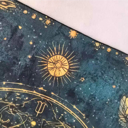 Tarot Tablecloth Sun & Moon Divination Altar Cloth Flower of Life Night Sky Tarot Cloth Astrology Universe Golden Star Tarot Mat