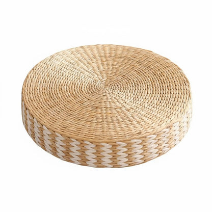 Woven Woven Mat Meditation Cushion Pillow Multi-Function Straw Woven Mat Pillow Round Straw Floor Pillow Breathable Round Woven Pouf