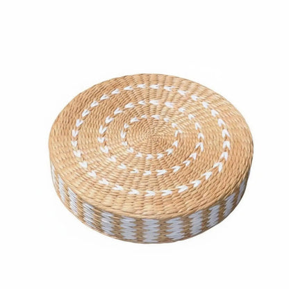 Woven Woven Mat Meditation Cushion Pillow Multi-Function Straw Woven Mat Pillow Round Straw Floor Pillow Breathable Round Woven Pouf