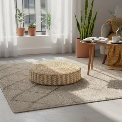 Woven Woven Mat Meditation Cushion Pillow Multi-Function Straw Woven Mat Pillow Round Straw Floor Pillow Breathable Round Woven Pouf