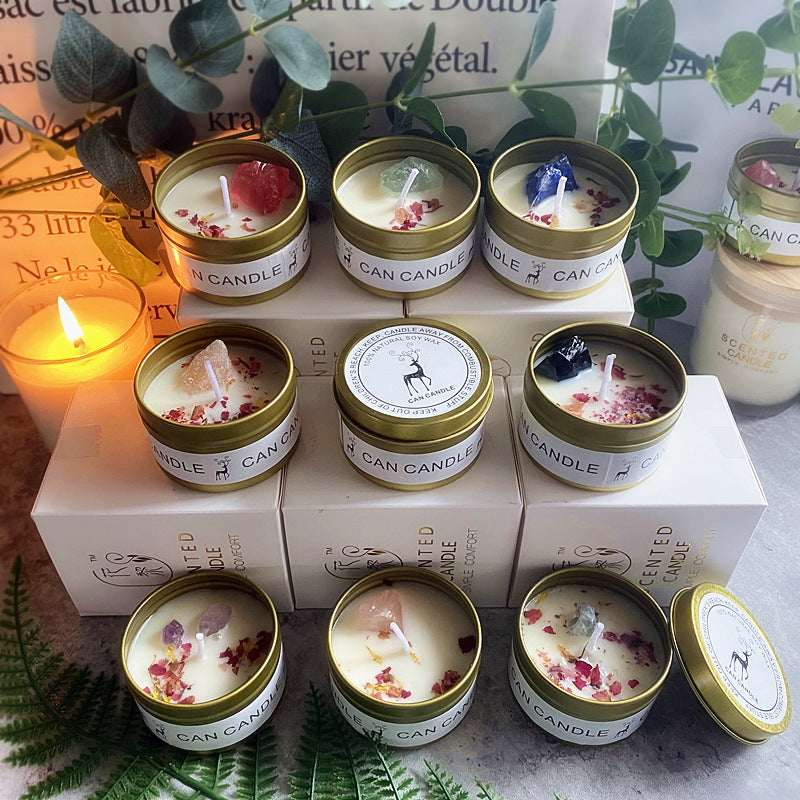 Scented Candles: Aromatherapy Soy Candles - Crystal Salt & Dried Flower Scents