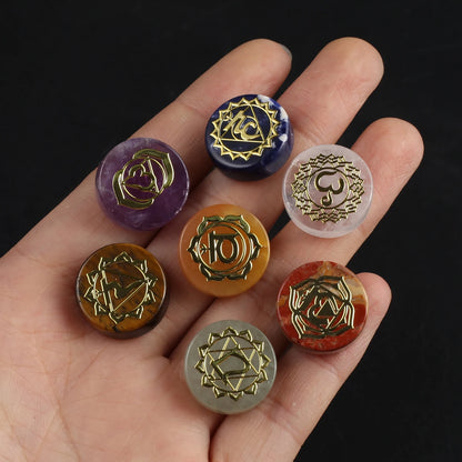 7pcs/set Crystal Tiger Eye Stone Natural Stone Seven Chakra Healing Reiki Energy Stone Yoga Aura Gemstone Ornaments Home Crafts