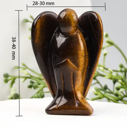 Hand Carved Natural Stone angel Figurine, mini Crystal Crafts, Black Jade Gemstone, Healing, Home Decoration, 1.5 inch