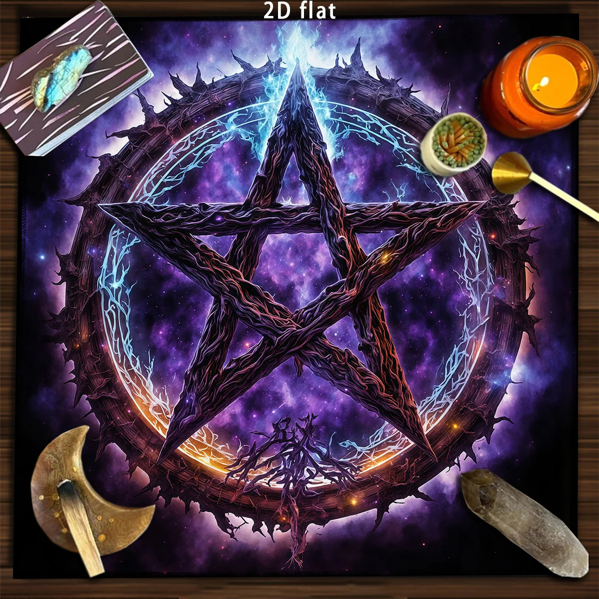 Tarot Tablecloth Sun & Moon Divination Altar Cloth Flower of Life Night Sky Tarot Cloth Astrology Universe Golden Star Tarot Mat