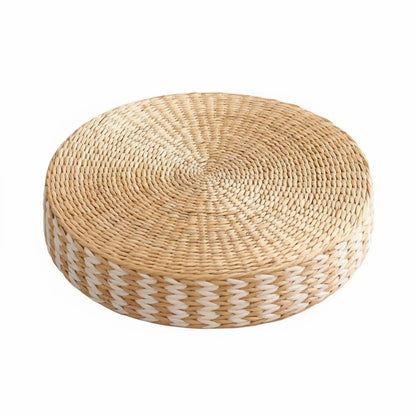 Woven Woven Mat Meditation Cushion Pillow Multi-Function Straw Woven Mat Pillow Round Straw Floor Pillow Breathable Round Woven Pouf