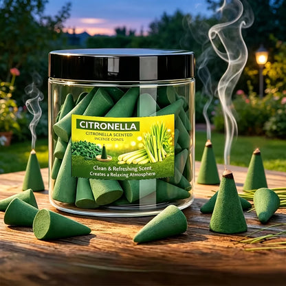 Large Lemongrass-Scented Incense, 4cm High Incense Cone, Rich Aroma, Burns Continuously, Creates an Aesthetic Smoke Effect, Suitable for Purifying the Air, Meditation, Yoga, Reading, Etc