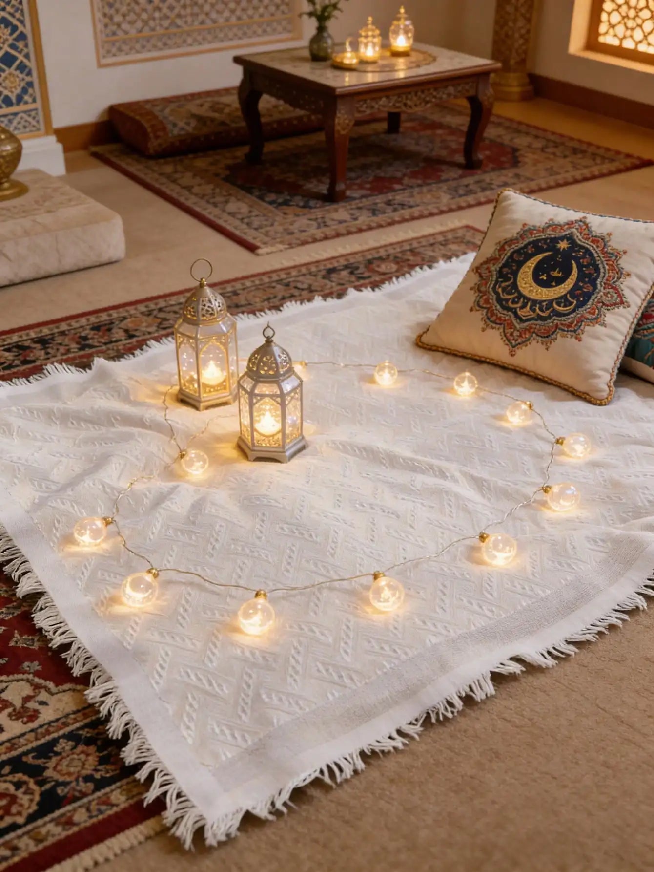 1pc boho Yoga Meditation Mat-Cotton Blend Fringe Muslim Prayer Mat Rug Ramadan Gift for Outdoor Picnics Home Decor
