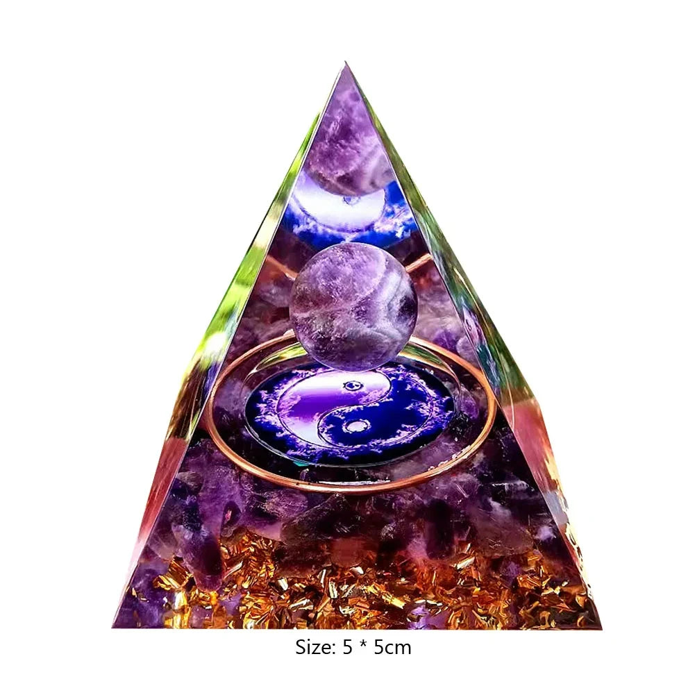 Crystal Energy Orgone Pyramid - Chakra Stone Meditation Gift