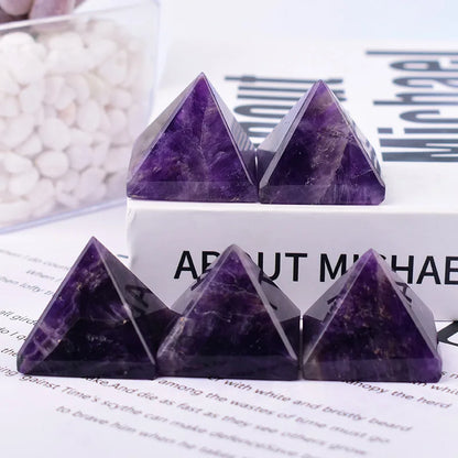 Natural Amethyst Polished Crystal Pyramid Reiki Healing Stone Reiki Meditation Crystal Tower For Home Decoration