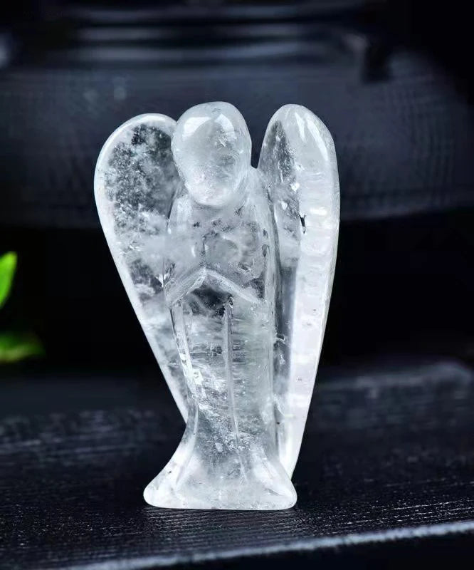 Hand Carved Natural Stone angel Figurine, mini Crystal Crafts, Black Jade Gemstone, Healing, Home Decoration, 1.5 inch