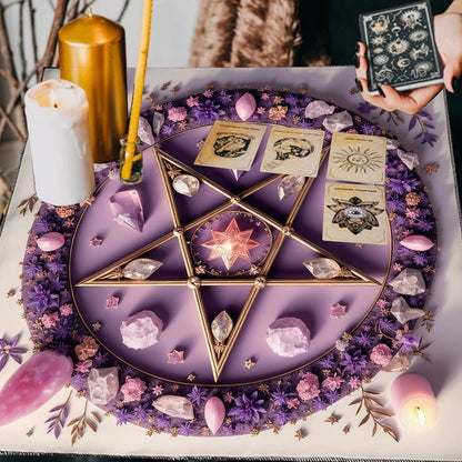 Tarot Tablecloth Sun & Moon Divination Altar Cloth Flower of Life Night Sky Tarot Cloth Astrology Universe Golden Star Tarot Mat