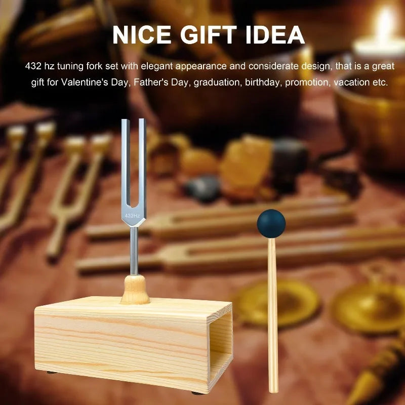 432Hz Tuning Fork Medical Chakra Tuning Forks with Resonance Box Sound Healing Meditation Hearing Tests Percussion Instruments