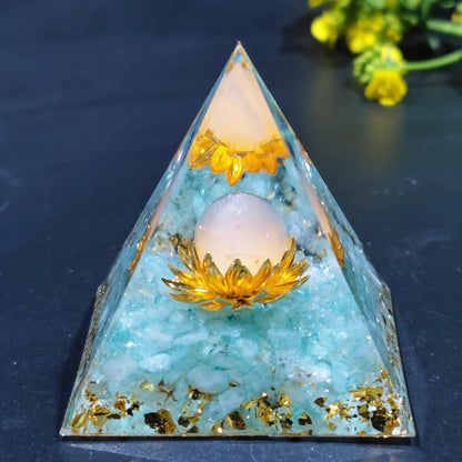 Crystal Energy Orgone Pyramid - Chakra Stone Meditation Gift
