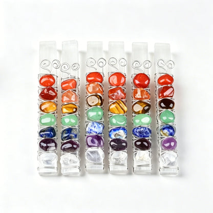 Natural 7 Chakra Selenite Wand Golden/Silvery Wire Wrapped Chakra Reiki Healing Crystal Decor Gift