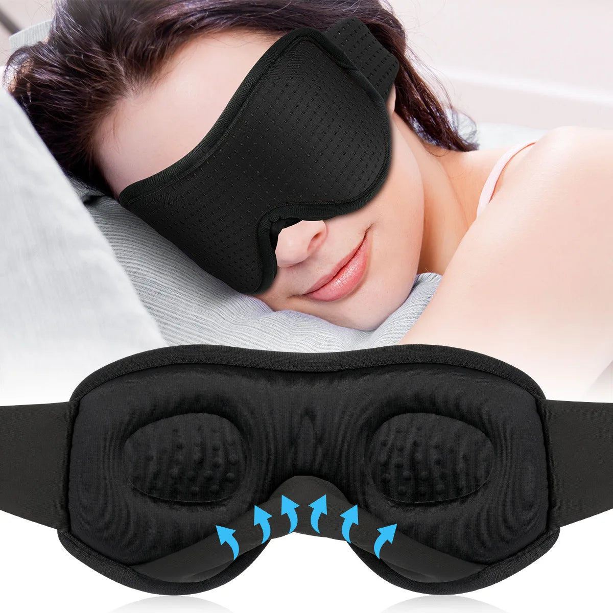 3D Sleeping Mask Light Blocker - Soft, Breathable Eye Shade