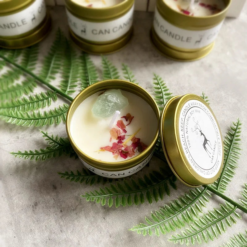 Scented Candles: Aromatherapy Soy Candles - Crystal Salt & Dried Flower Scents