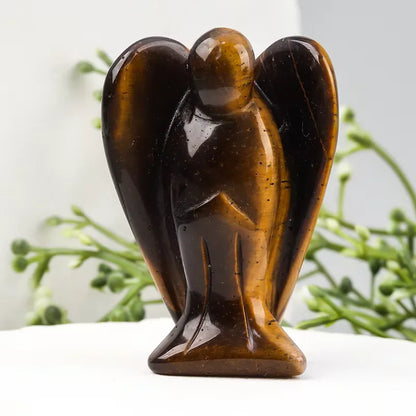 Hand Carved Natural Stone angel Figurine, mini Crystal Crafts, Black Jade Gemstone, Healing, Home Decoration, 1.5 inch