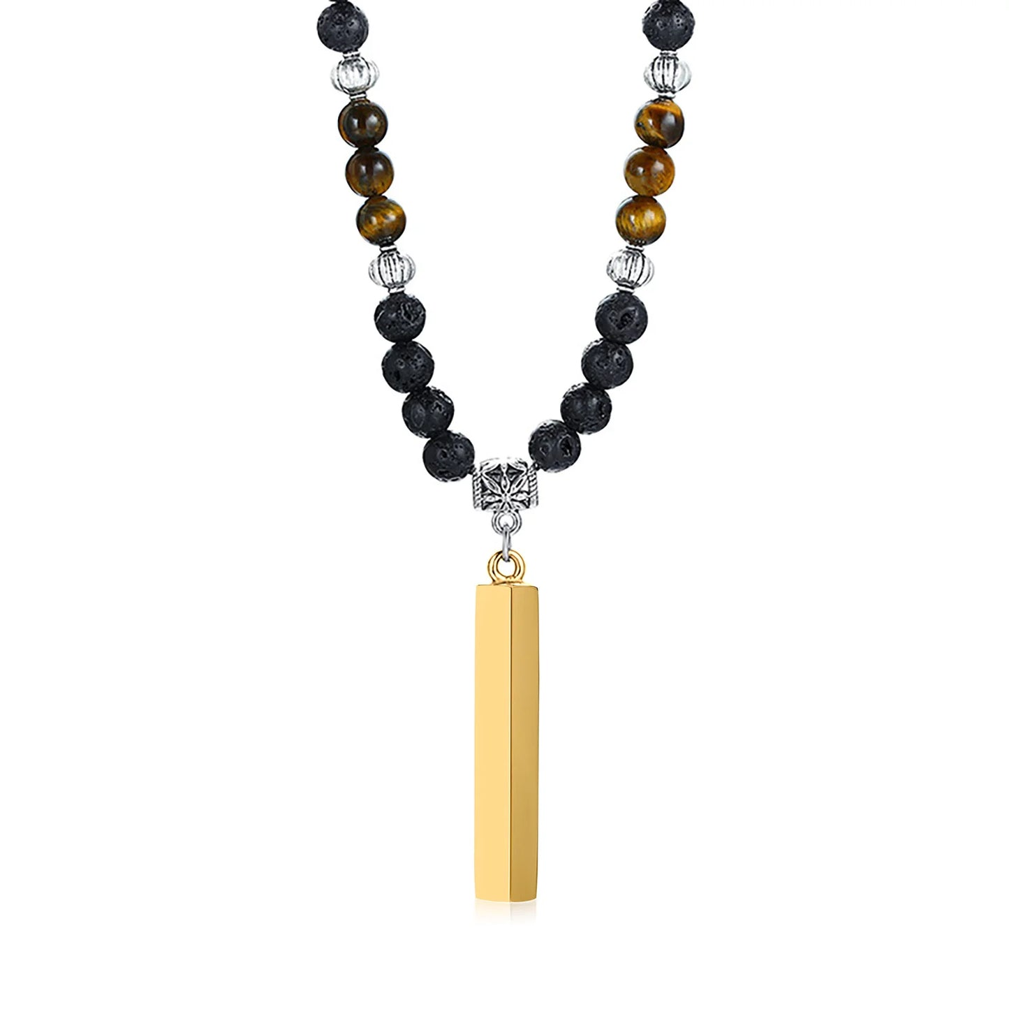 Necklace: Tibetan Phurba Kilaya Necklace - Tiger's Eye & Lava Stone