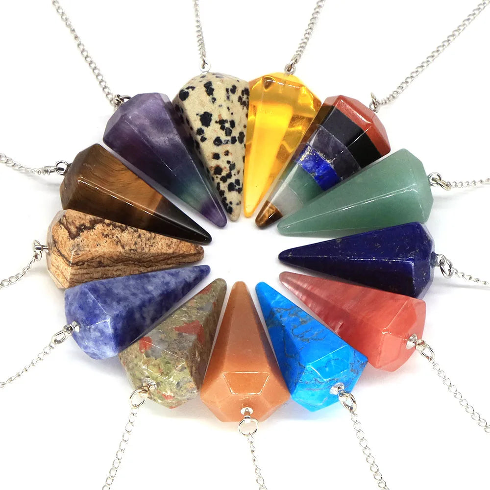Natural Stone Healing Crystal Pendulum For Divination Dowsing Reiki Quartz Pendulo Jewelry Pendant Witchcraft Supplies Wholesale