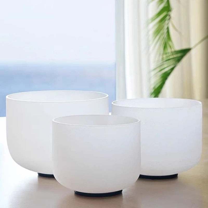 Frosted Quartz Crystal Singing Bowl - Yoga & Chakra Healing