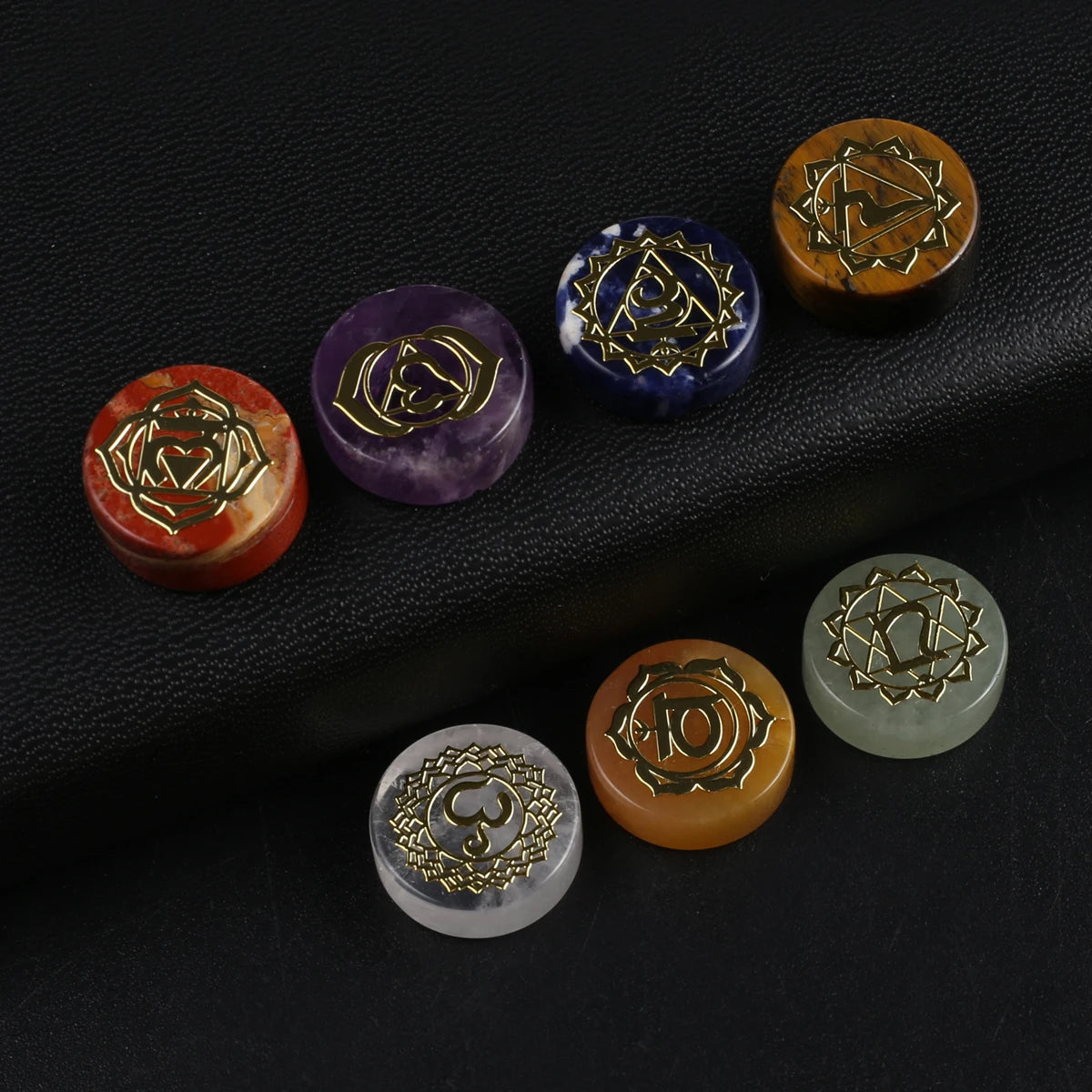 7pcs/set Crystal Tiger Eye Stone Natural Stone Seven Chakra Healing Reiki Energy Stone Yoga Aura Gemstone Ornaments Home Crafts