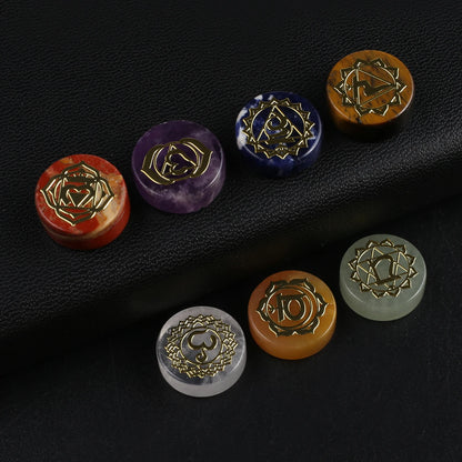 7pcs/set Crystal Tiger Eye Stone Natural Stone Seven Chakra Healing Reiki Energy Stone Yoga Aura Gemstone Ornaments Home Crafts