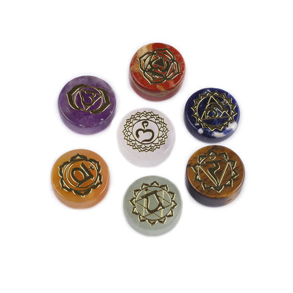 7pcs/set Crystal Tiger Eye Stone Natural Stone Seven Chakra Healing Reiki Energy Stone Yoga Aura Gemstone Ornaments Home Crafts