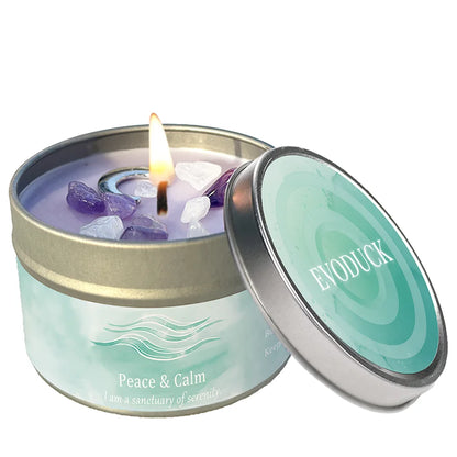 White Sage Frankincense Crystal Scented Candle Protection Cleansing Aromatherapy Meditation Room Decor Spiritual Yoga Gift 3oz