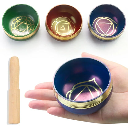 Nepal Colored Buddhist Tibetan Bowl Audio Healing Soul Relaxation Yoga Meditation Dharma Utensils 7 Chakra Copper Bowl Ornaments