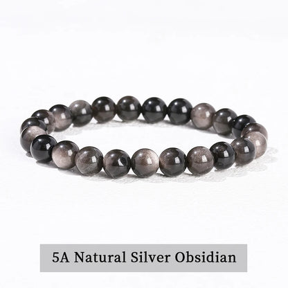 Healing Bracelet: Natural Stone Beaded Bracelet - Obsidian, Fluorite, Quartz
