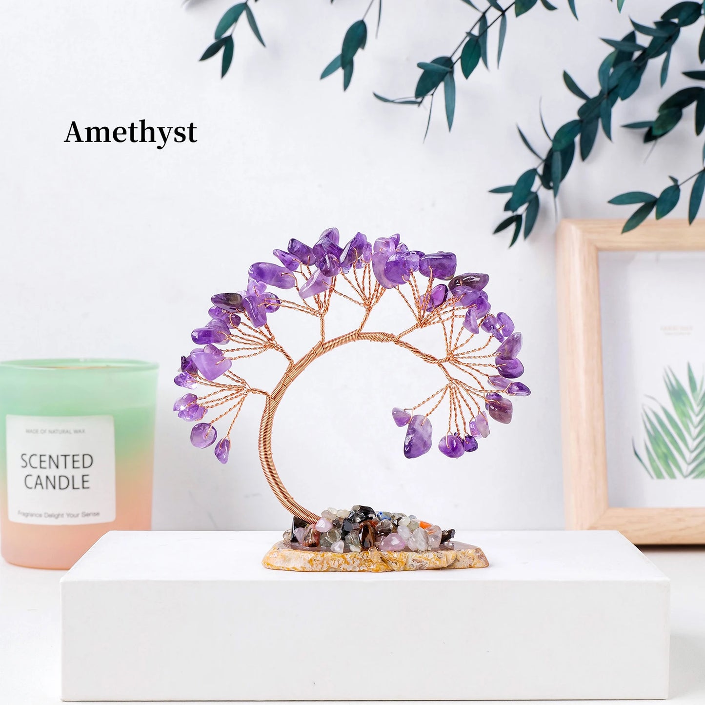 Healing Chakra Stone Tree - Natural Gemstone Home Decor