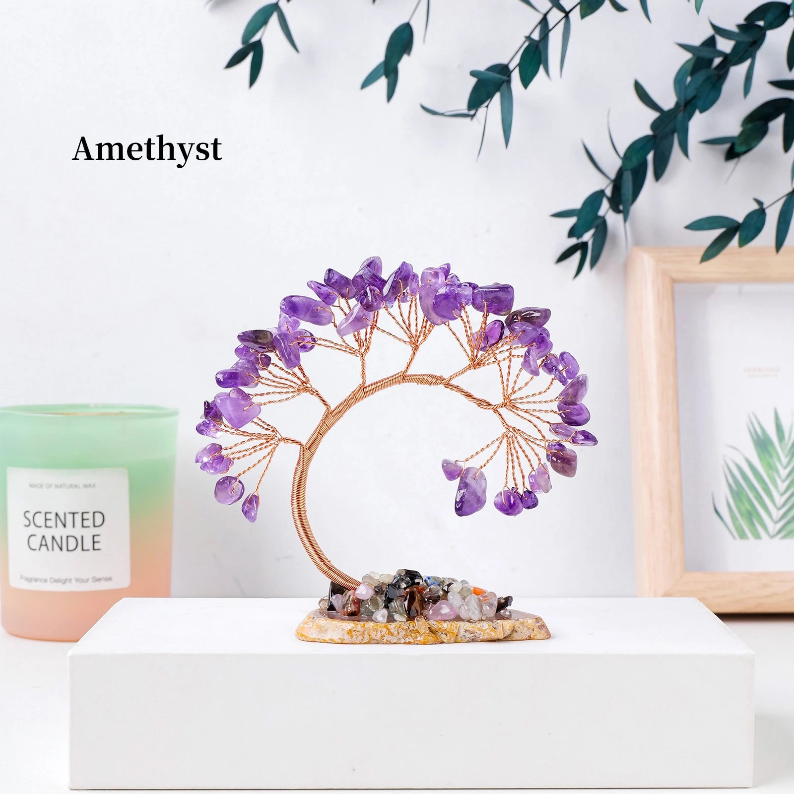 Healing Chakra Stone Tree - Natural Gemstone Home Decor