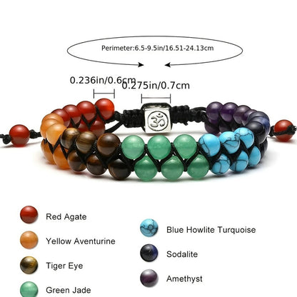Crystal Bracelet: Chakra Crystal Bracelet for Yoga & Meditation - Adjustable Beads
