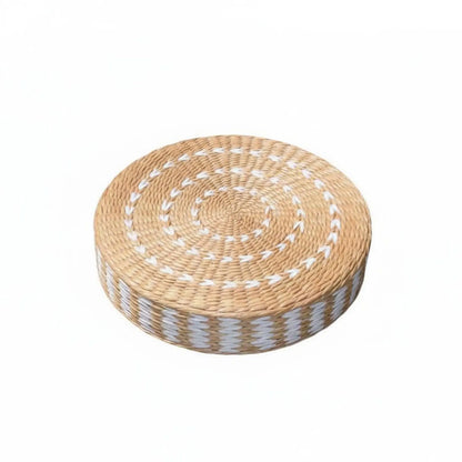 Woven Woven Mat Meditation Cushion Pillow Multi-Function Straw Woven Mat Pillow Round Straw Floor Pillow Breathable Round Woven Pouf