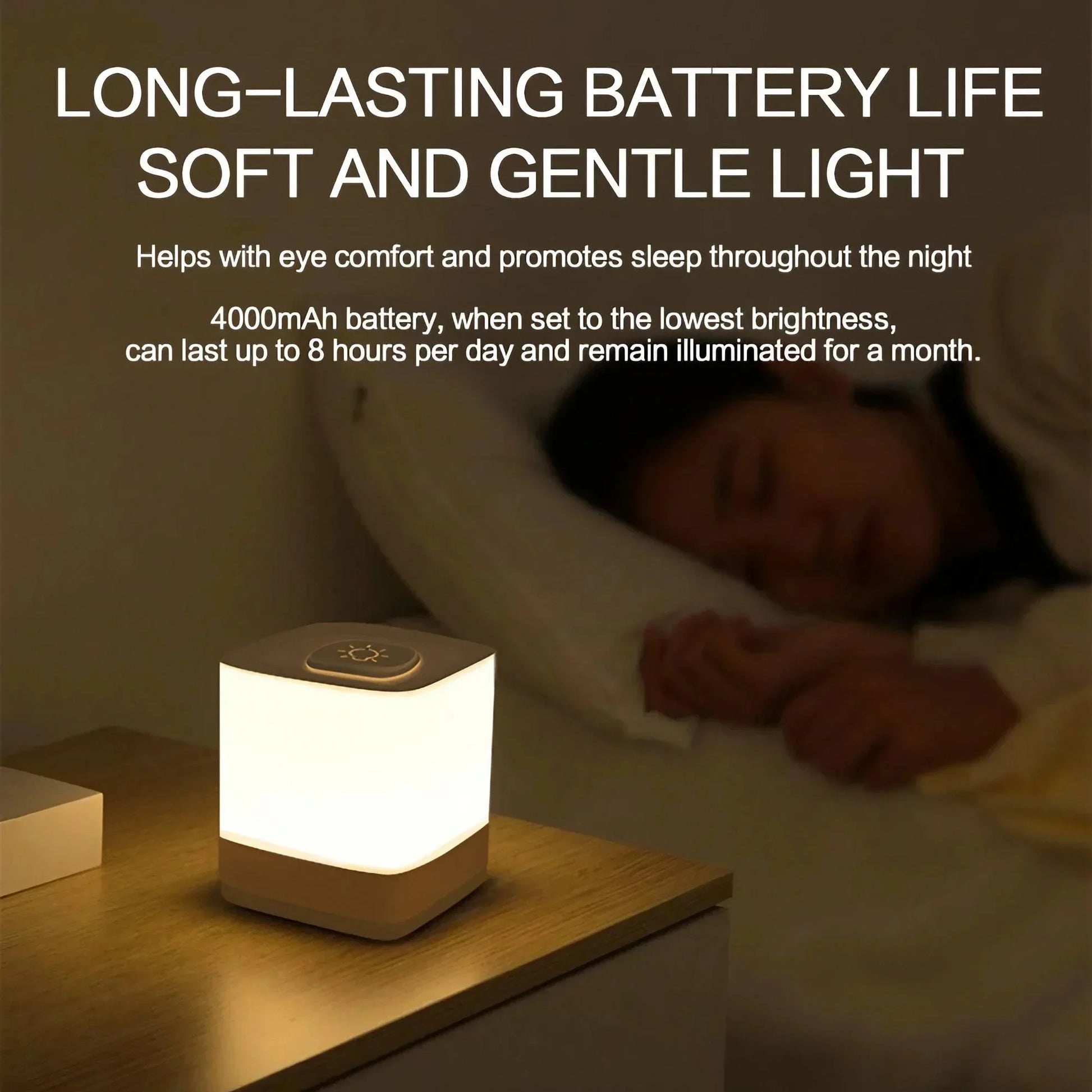 Soft Night Light LED Bedside Lamp - Rechargeable & Touch Control