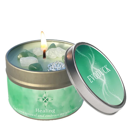White Sage Frankincense Crystal Scented Candle Protection Cleansing Aromatherapy Meditation Room Decor Spiritual Yoga Gift 3oz