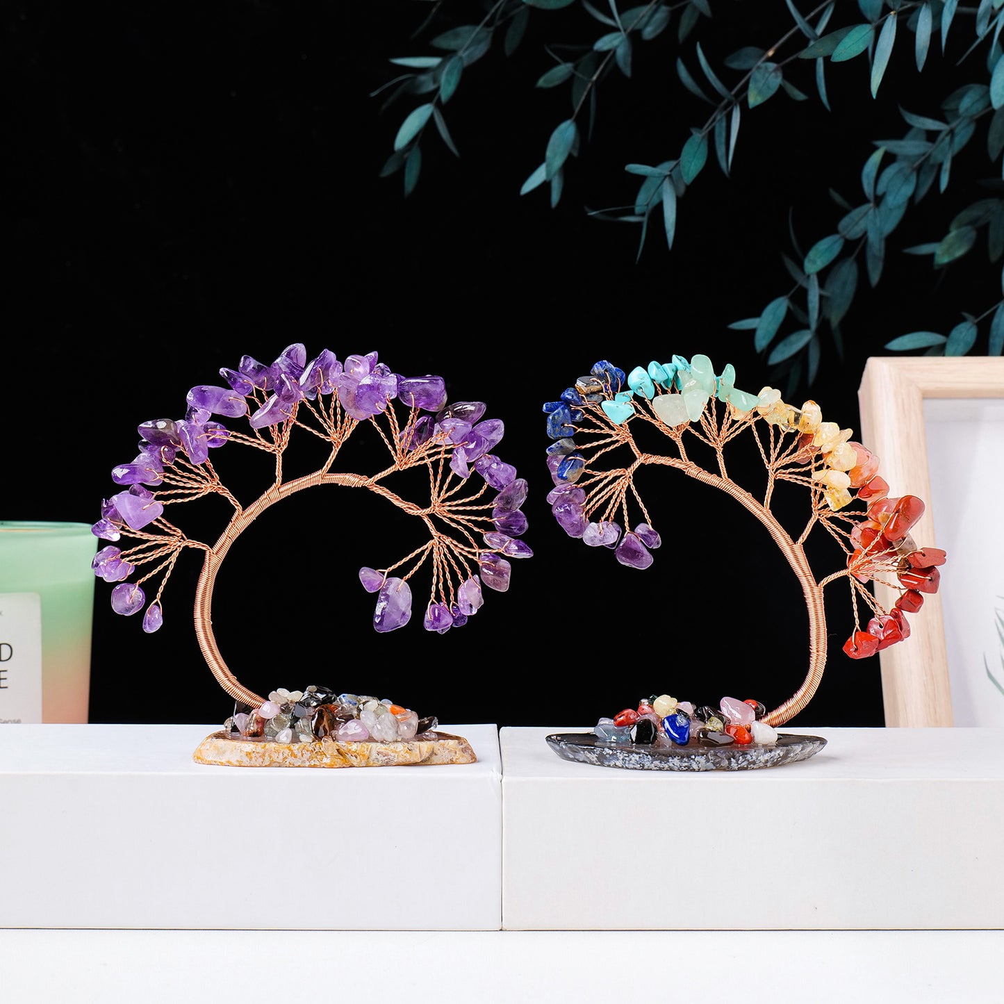 Healing Chakra Stone Tree - Natural Gemstone Home Decor