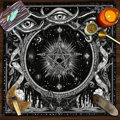 Tarot Tablecloth Sun & Moon Divination Altar Cloth Flower of Life Night Sky Tarot Cloth Astrology Universe Golden Star Tarot Mat