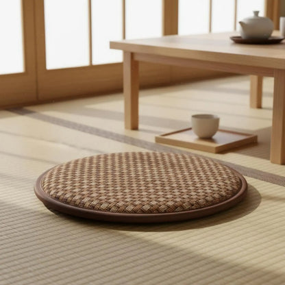 Japanese Design Woven Mat Pad High Resilience Foam Meditative Meditation Pad Woven Woven Mat Seat Sponge Filled Pouf Ottoman